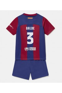 Fotbalové Dres Barcelona Alejandro Balde #3 Dětské Domácí Oblečení 2023-24 Krátký Rukáv (+ trenýrky)